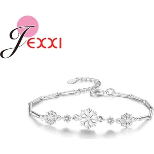 Original Brand Snow Flake Two Colors Adjustable Fantasy 925 Sterling Silver Shining Cubic Zirconia Female Sweet Bracelets