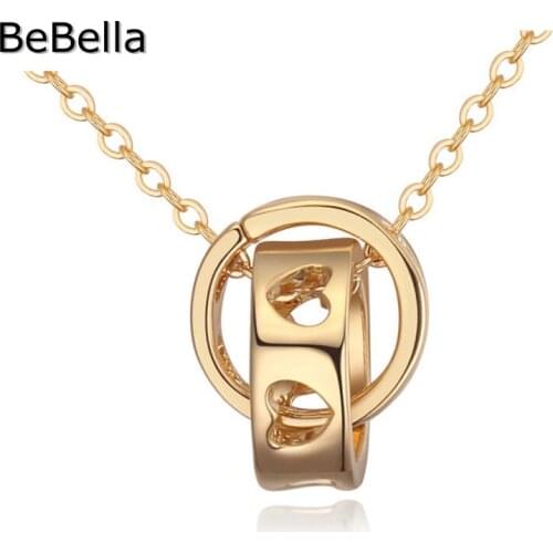 BeBella Heart shape gold color plated pendant necklace made with Czech crystal for women gift