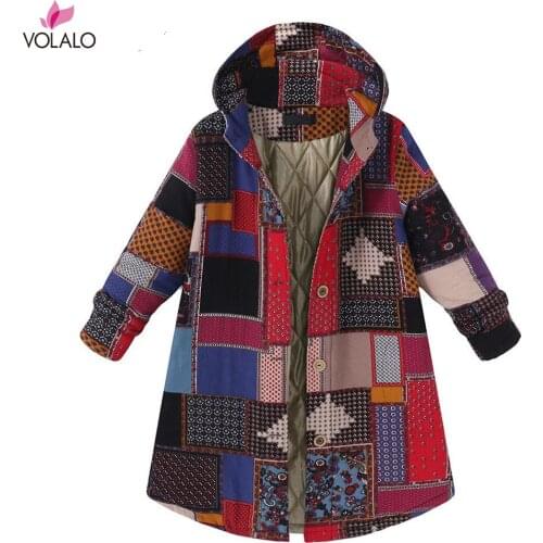 Plus Size Autumn Winter Women Long Sleeve Vintage Hooded Lady Fleece Thicken Long Coat With Pockets Oversize Coats Women Jackets