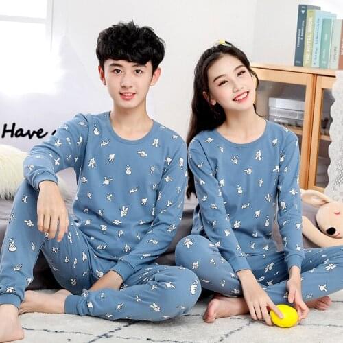 Big Boys Girls Sleepwear Teenage Pijamas Winter Cotton Pajamas Sets Long-sleeved Pyjamas Kids Clothes Cartoon Children Nightwear
