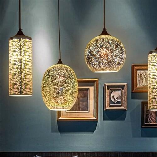 Post-modern Color Fireworks Glass Pendant Lights Dining Room Living Room Hanging Lamps Restaurant Bar Table Industrial Fixtures