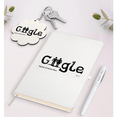 Personalized Custom Google Design White Notebook Pen and Keychain Gift Seti-1 Reliable Quality Gift Casual Design Moment