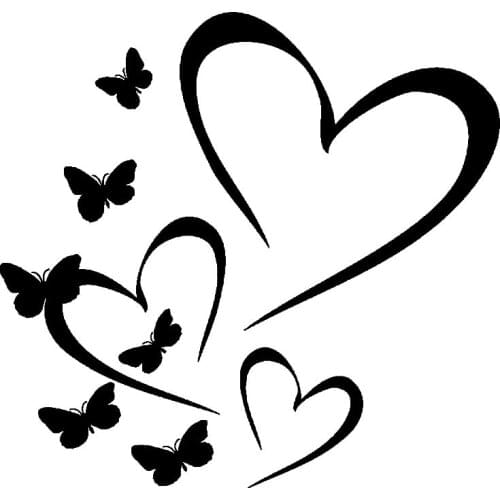 LLY-1414 Romantic Love Heart-shaped Butterfly Decals PVC Fashion Auto Body Decoration Waterproof Sunscreen Decal Stickers