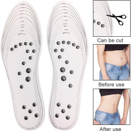 New Hot 1 Pair Acupressure Slimming Insoles Foot Massager Magnetic Therapy Weight Loss For Feet Massage Insole Dropshipping