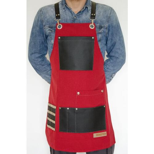 Unisex Men Women Apron Bib Chef Kitchen Apron Barista Apron Bartender Coffee Restaurant Cooking Apron with Pockets
