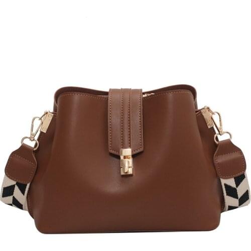 Vintage Simple Small PU Leather Bucket Crossbody Bags for Women 2021 Designer Fashion Ladies Luxury Black Shoulder Handbags Sac