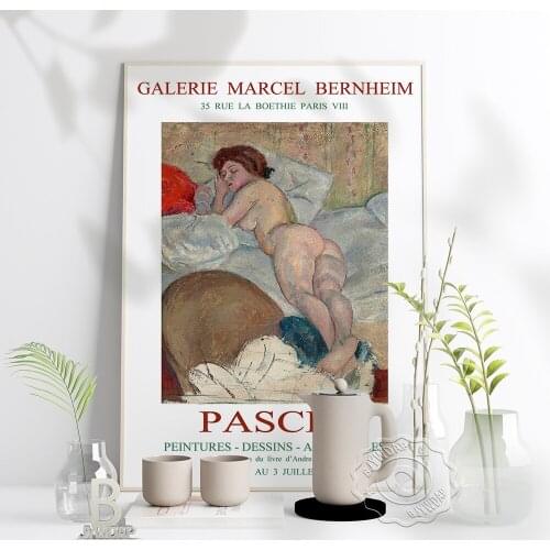 Pascin Galerie Marcel Bernheim Exhibition Poster, 35 Rue La Boethie Paris Viii Sleep Woman Art Print, Vintage French Home Decor