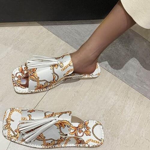 Womens Casual Slippers Flower Tassel Decoration Flat Sandals And Slippers Casual Flat Slippers Egypt Style summer Hot sale#G30