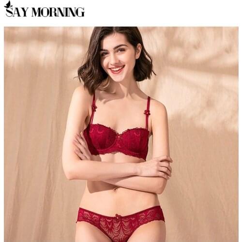 SAY MORNING New Arrival Bra & Brief Sets Sexy Lingerie Set Women Intimates Flowers Embroidery Lace Sexy Underwear Set