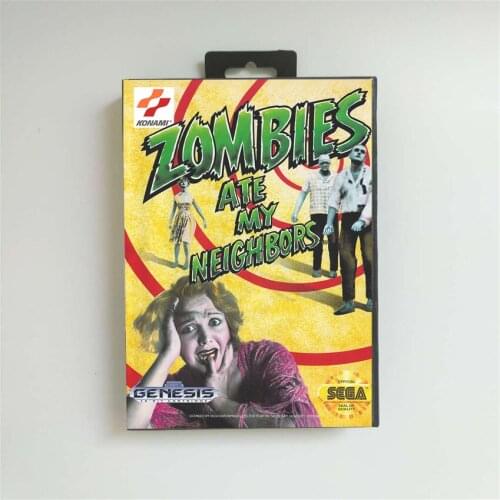 Zombies ate my Neighbours - USA Cover With Retail Box 16 Bit MD Game Card for Sega Megadrive Genesis Video Game Console
