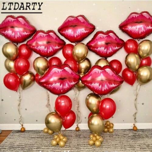 1set romantic red lips foil balloon anniversary wedding valentine party decoration lips ball party supplies