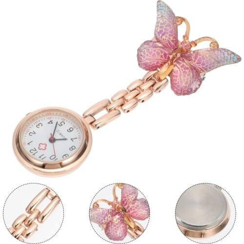 1pc Butterfly-shaped Nurse Watch Telescopic Nursing Watch Delicate Pocket Watch