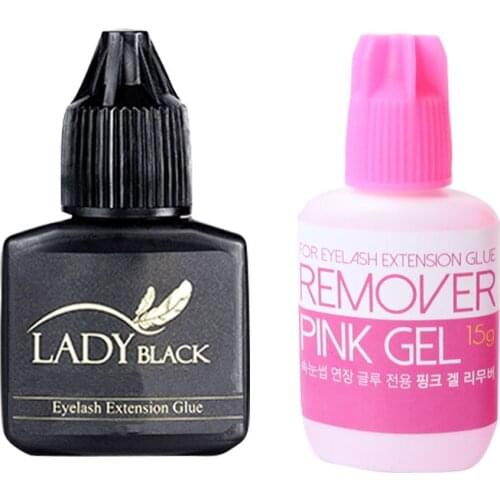10ml Black Strong Lady Black Glue And 15g Gel Remover For Eyelash Extension Use Only Imported From Korea