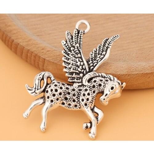 10pcs/Lot Large Pegasus Flying Horse Tibetan Silver Charms Pendants for Necklace Jewelry Making Accessories
