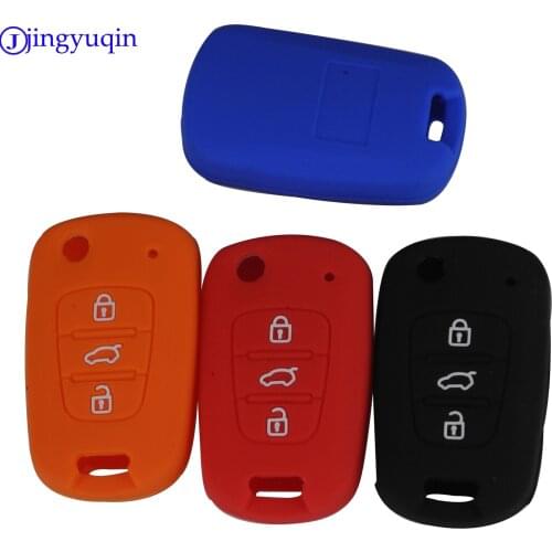 20pcs 3 Buttons Car Key Silicone Case for HYUNDAI i30 Verna Veloster for KIA K2 K5 Picanto Rio Sportage Floding Flip Key Case