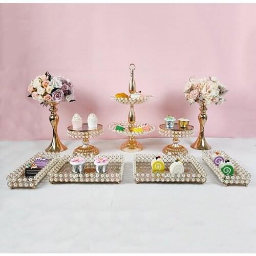 3pcs -11pcs cake baking tray round cake pan gold pearl cupcake stand