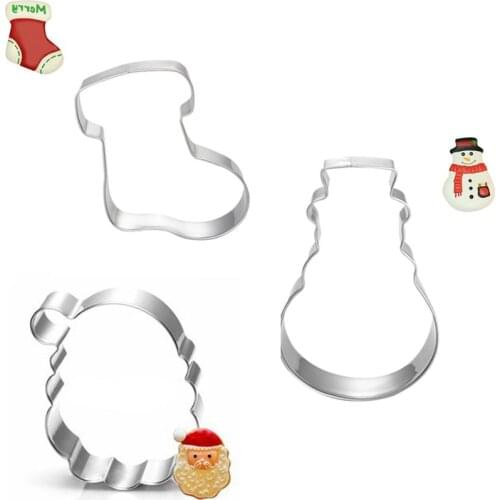 3pcs Christmas Biscuit Cookie Cutter Tools Bakeware Set Metal Cake Decorating Tools Christmas Tree Pendant Stainless Steel Mold