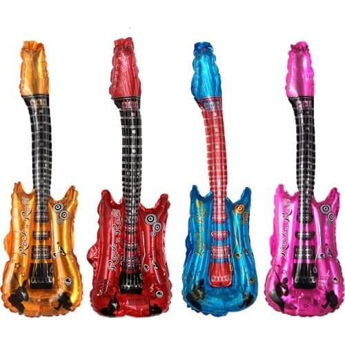 4 pcs/lot 80x30cm hot cartoon guitar balloons inflatable air globos party supplies kids toys birthday ballon classic toy