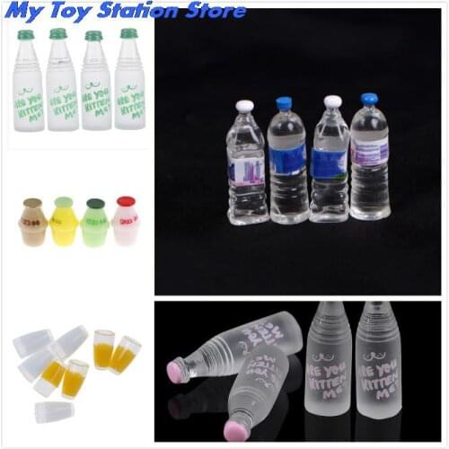 4pcs mini Mineral water bottles Dollhouse Miniature Toy Doll Food Kitchen living room Accessories Kids Gift Pretend play toys
