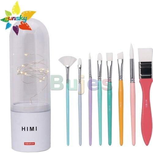 MIYA HIMI Firefly Watercolor gouache acrylic oil painting pen White nylon hair Fan shaped pen Childrens painting brush pen