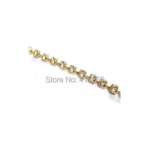 Free shipping!Crystal chain Rhinestone cup chain,10yards/set,ss28(6mm) Crystal stone,Golden base, garment accessories