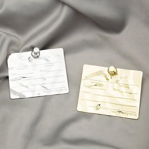 New Design Square Work Card Shaped Brooch For Women Men Clothes Geometric Lapel Pins Badge Jewelry Accessories