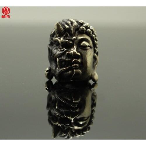 1PC EDC Paracord Beads Buddha Devil Became One Retro Brass Copper Oxide Umbrella Rope Cord Lanyard Pendants Knife Beads