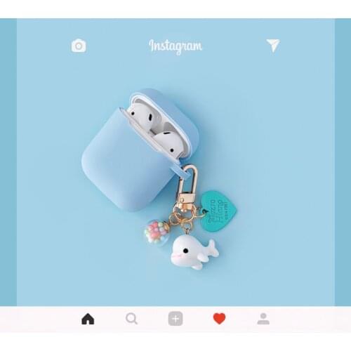 Sky Bule Headset Case for Airpods 1 2 Earphone Protect Cover Cute Dolphin Bluetooth Wireless Earphone Cover For Airpods Pro