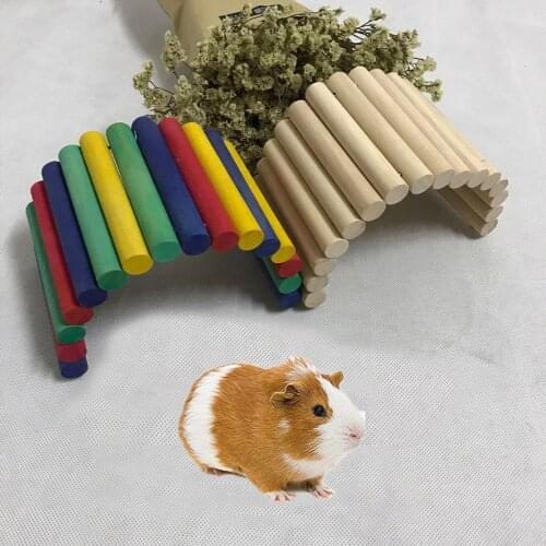 2pcs Hamster Flexible Wood Bridge Ladder Toys, Small Animal House Accessories for Hamster Mice Rodents Climbing Toy