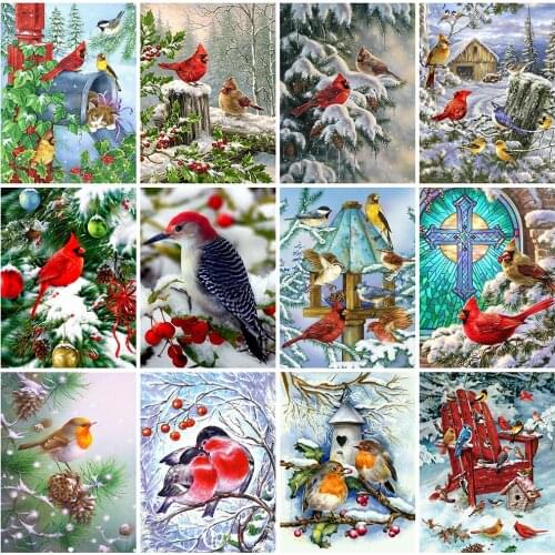 Huacan 5D Diamond Painting Full Square New Arrival Bird Kits Diamond Embroidery Winter Mosaic Decor For Home