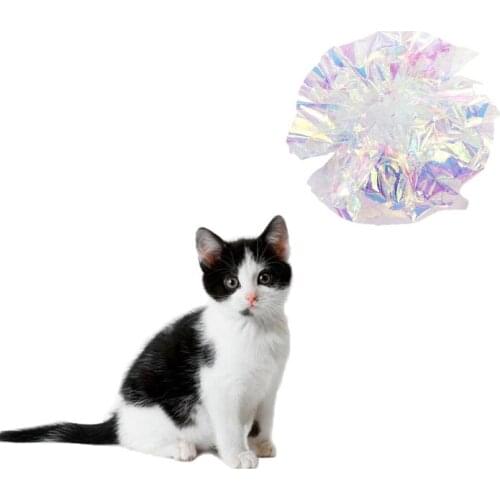 Cat Pet Toy Polyester Film Wrinkle Sound Ball Interactive Toy Candy Color Ring Paper Crinkle Ball Kitten Supplies Pet Products
