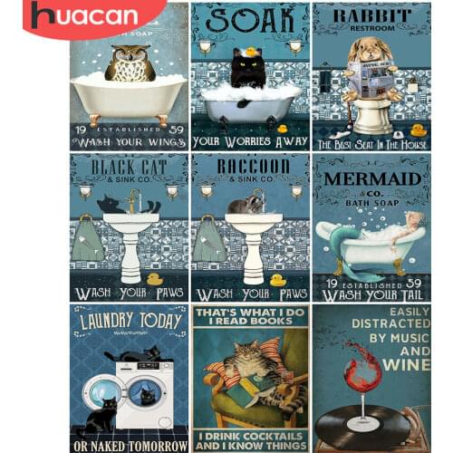 HUACAN Picture By Numbers Cat Unique Gift On Canvas Wall Art Acrylic Oil Painting By Numbers Animal For Living Room