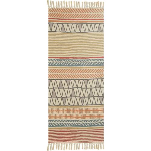 Cotton Linen Area Rugs Set with Tassels Printed Hand Woven Washable Rug/Mat Entryway for Bedroom Kitchen Laundry Room Washabl