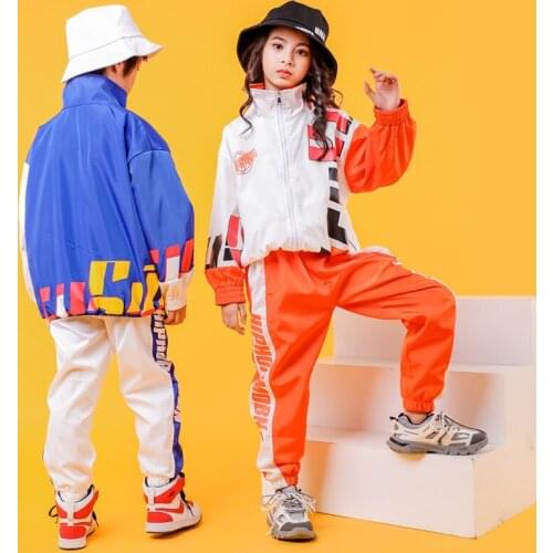 Children Hip Hop Clothing Loose Jacket Sweatshirt Coat Jogger Pants Girls Boys Jazz Dance Ballroom Dancing Costume Sportswear