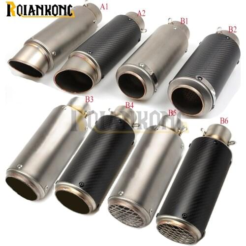 Laser mark motorcycle modified muffler carbon fiber exhaust pipe For Kawasaki Z ZR ZX 125 250 750 750R 750S 800 1000 SX