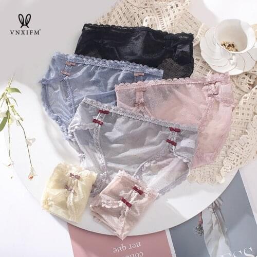 Summer new sexy elegant lace panties Japanese college style girl panties sweet bow ultra-thin breathable cotton crotch briefs