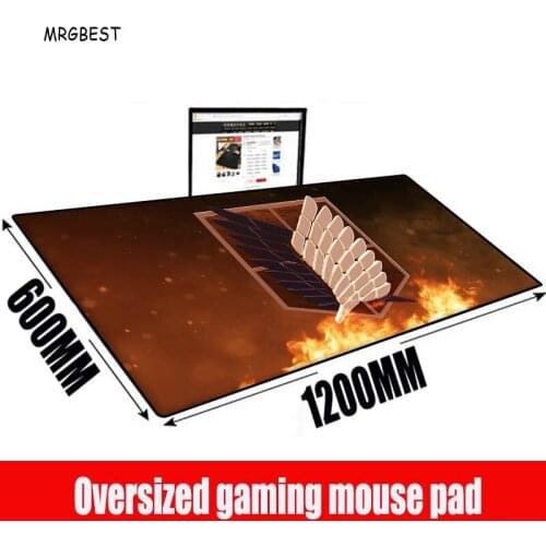 MRGBEST Anime Attack on Titan logo Large Locking Edge Gaming Mouse Pad For LOL CSGO Dota Laptop Notebook Mat Customize All Sizes