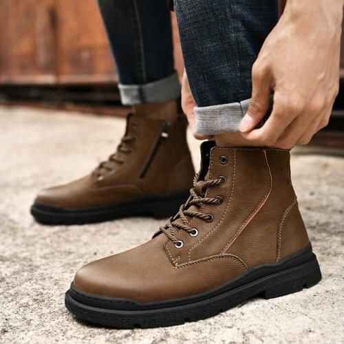 High Quality Genuine Leather Men Luxury Boots Men Casual Shoes Fashion Warm Ankle Boots Winter With Fur Men Boots