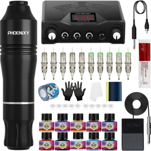 Tattoo Kit Tattoo Power Supply Rotary Pen With Cartridges Needles For Permanent Makeup Body 5ml Tattoo Ink Body Art Painting