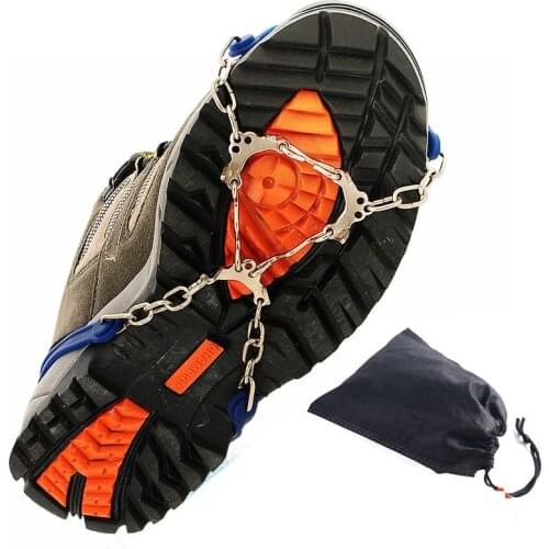 6 Teeth Crampon Spikes Traction Cleats Women Men Anti-slip Ice Snow Grips with Storage Pouch for Walking Hiking Fishing Crampon