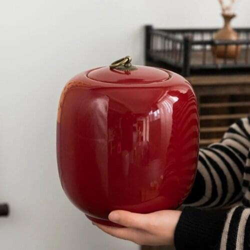 Solid Color Ceramic Sealed Moisture-proof Tea Storage Tank Household High-grade Tea Packaging Jars Food Storage Box 1 Piece