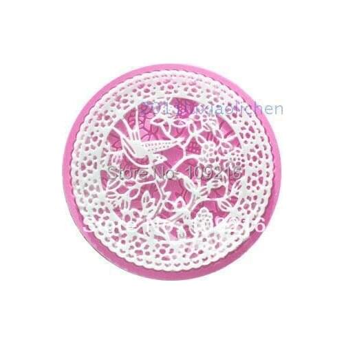Wholesale!!1pcs Mini Pretty Flowers & Birds Hollow Bud Silk (HY155) Silicone Handmade Fondant/Cake Decorating DIY Mold