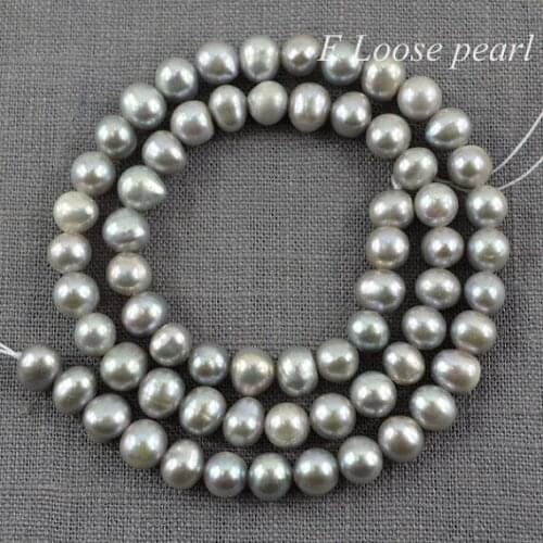 Wholesale Freshwater Pearls Over Round Potato pearl Gray Loose Pearls 5.5-6.0mm 64pcs
