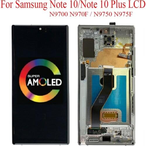 ORIGINAL AMOLED For Samsung Galaxy Note 10 N9700 N970F LCD With Frame Display Touch Screen For Samsung Note 10 Plus N9750 N975F