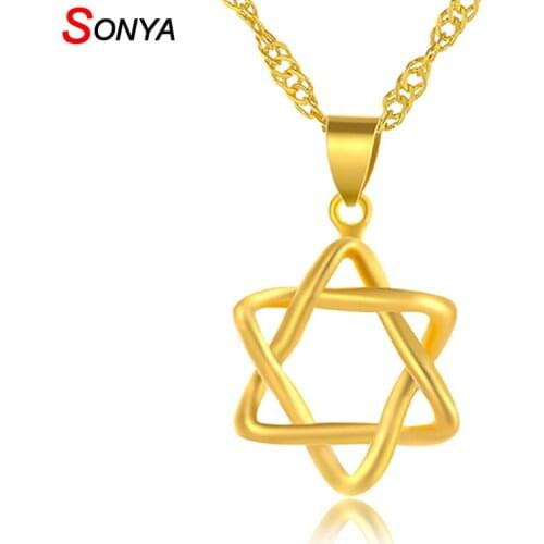 SONYA Israel Star Hexagram Pendant Necklaces Magen David Gold Color Women Jewelry Tantrism Jewish Star Solomon Seal Bijoux