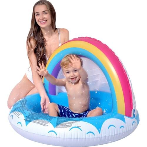 Rainbow Inflatable Baby Swimming Pool With Canopy Sun Protection Outdoor Children Basin Bathtub Kids Pool Baby Swimming Pool