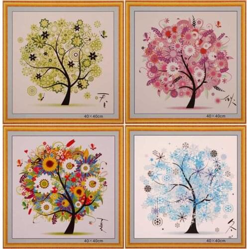 Counted Cross Stitch Paintings Four Season Tree Cross Stitch Patterns Embroidery Needlework Picture Home Decoration