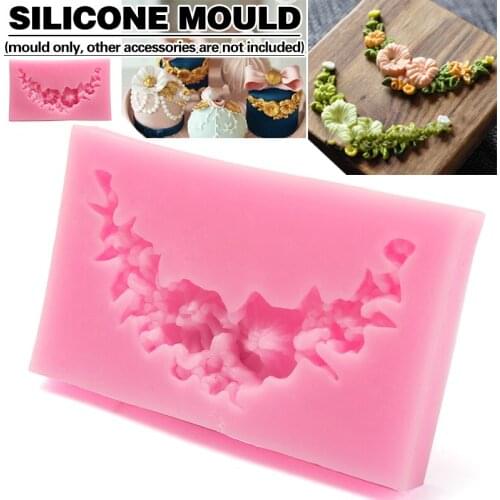 Silicone Flower Floral Lace Mold Cake Morning Glory Cake Border Mold Small Food Grade For DIY Cake Cupcake Chocolate Decor