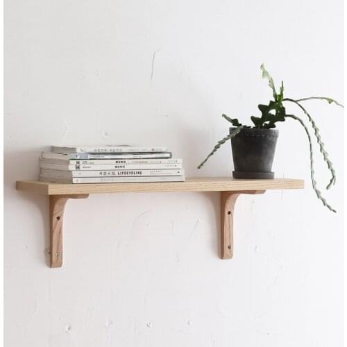 GY Nordic Solid Wood Mortise Bracket Flat Partition Wall Hanging Wooden Shelf Creative Log Storage Bookshelf