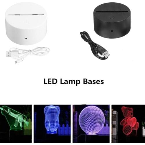USB Cable Touch Lamp Bases 7 Color For 3D Night Light LED Light Base Table Decor Holder Portalampada White/Black Led Lamp Holder